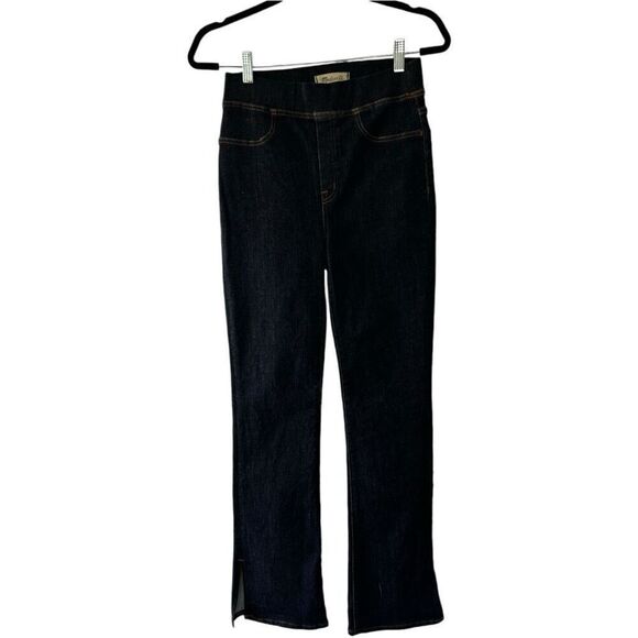 Madewell Dark Wash Mini Flare Leg Jeans Size 26 Elastic Waist Pull On Comfort - Picture 1 of 13